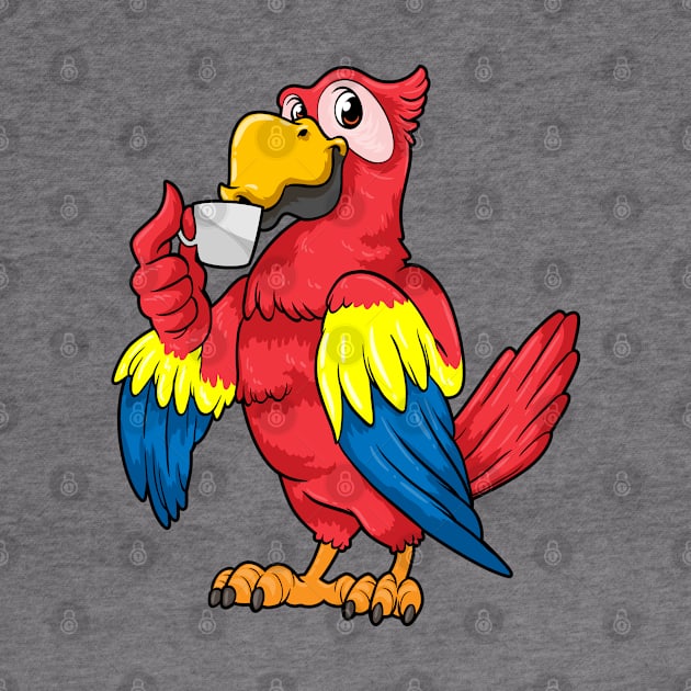 Parrot with cup of coffee by Markus Schnabel